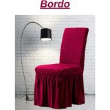 Kanway ( 1 ADET ) Bürümcük Sandalye Kılıfı. Likralı Etekli Lastikli Yıkanabilir Sandalye Örtüsü. - 45 x 45 x 60 cm - Bordo