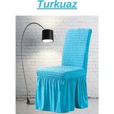 Kanway ( 1 Adet ) Bürümcük Sandalye Kılıfı. Likralı Etekli Lastikli Yıkanabilir Sandalye Örtüsü. - 45 x 45 x 60 cm - Turkuaz