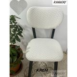 Kanway ( 1 Adet )Hasir Desen Buhem Sandalyeörtüsü , Kılıfı - 50 x 50 cm - Krem