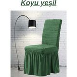 Kanway 1Adet Bürümcük Sandalye Kılıfı. Likralı Etekli Lastikli Yıkanabilir Sandalye Örtüsü. - 45 x 45 x 60 cm - Koyu Yeşil
