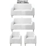 Kanway 3+3+1+1 Bürümcük Koltuk Takımı Örtüsü. Boydan Eteksiz Streç Esnek Lastikli Çekyat Kanepe Kılıfı - 180 x 230 cm - Beyaz