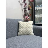 Kanway Bohem Punch Panç Desen Koltuk Yastık Kılıfı Iskandinav Dekoratif Kırlent Özel Tasarım - 43 x 43 cm - Krem