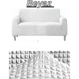 Kanway Bürümcük 3 Kişilik Koltuk Örtüsü Boydan Eteksiz Streç Esnek Lastikli Çekyat Kanepe Kılıfı - 180 x 230 cm - Beyaz