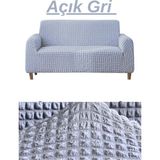 Kanway Bürümcük 3 Kişilik Koltuk Örtüsü Boydan Eteksiz Streç Esnek Lastikli Çekyat Kanepe Kılıfı - 180 x 230 cm - Gri