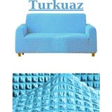 Kanway Bürümcük 3 Kişilik Koltuk Örtüsü Boydan Eteksiz Streç Esnek Lastikli Çekyat Kanepe Kılıfı - 180 x 230 cm - Turkuaz