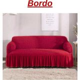 Kanway Bürümcük 3 Kişilik Koltuk Örtüsü. Etekli Streç Esnek Lastikli Çekyat Kanepe Kılıfı - 180 x 230 cm - Bordo