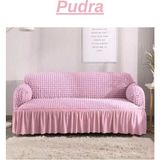 Kanway Bürümcük 3 Kişilik Koltuk Örtüsü. Etekli Streç Esnek Lastikli Çekyat Kanepe Kılıfı - 180 x 230 cm - Pudra