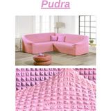 Kanway Bürümcük Eteksiz L Köşe Koltuk Örtüsü. 7 Kişilik Esnek, Köşe Koltuk Kılıfı. Toplam Uzunluk 550CM - 450 x 550 cm - Pudra
