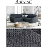 Kanway Bürümcük L Köşe Koltuk Örtüsü. Boydan Eteksiz Streç Esnek Lastikli Çekyat Kanepe Kılıfı. - 300 x 350 cm - Antrasit
