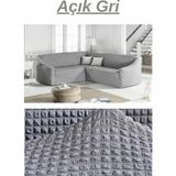 Kanway Bürümcük L Köşe Koltuk Örtüsü. Boydan Eteksiz Streç Esnek Lastikli Çekyat Kanepe Kılıfı. - 300 x 350 cm - Gri
