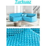 Kanway Bürümcük L Köşe Koltuk Örtüsü. Boydan Eteksiz Streç Esnek Lastikli Çekyat Kanepe Kılıfı. - 300 x 350 cm - Turkuaz