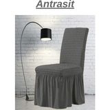 Kanway Bürümcük Sandalye Kılıfı. Etekli Lastikli Yıkanabilir esnekli Sandalye Örtüsü. ( 1 adet ) - 45 x 45 x 60 cm - Antrasit