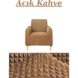 Kanway Bürümcük Tek Kişilik Koltuk Örtüsü. Eteksiz Streç Esnek Lastikli Berjer Kılıfı - 80 x 120 cm - Açık Kahverengi