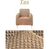 Kanway Bürümcük Tek Kişilik Koltuk Örtüsü. Eteksiz Streç Esnek Lastikli Berjer Kılıfı - 80 x 120 cm - Taş Rengi