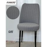 Kanway Jakarlı Kumaş Oval Sandalye Kılıfı. Lastikli, Yıkanabilir, Esnek Sandalye Örtüsü. - 40 x 55 cm - Gri