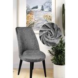 Kanway Kadife Sandalye Kılıfı Retro Oval Sandalye Örtüsü Sandalye Koruma (Küçük Için) Bir Adet - 45 x 55 cm - Antrasit