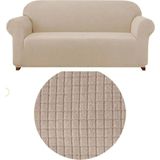 Kanway Likrali 3 Kişilik Lastikli Koltuk Kılıfı. Çekyat Koltuk Örtüsü Streç Esnek Kanepe Kılıfı - 180 x 230 cm - Vizon