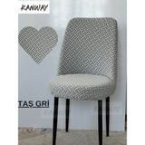 KANWAY Tuğla Desen Jakarlı Oval Sandalye Kılıfı. Lastikli, Esnek, Yıkanabilir Sandalye Örtüsü ( Kucuk Boy ) 1 Adett - 45 x 45 x 50 cm - Krem