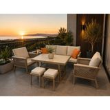 Kanyon Metal Bahçe Balkon Teras Koltuk Takımı 3+1+1+Masa+2 Adet Puf