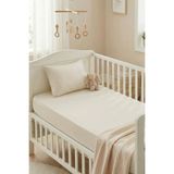 Kanz Bebek Lastikli Çarşaf Seti Ranforce %100 Pamuk 70x140+20 cm - Krem