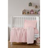Kanz Bebek Nevresim Takımı 3 Parça 100x150 cm%100 Pamuk Jakarlı Müslin Pembe Kalp Desenli