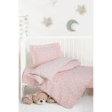 Kanz Bebek Nevresim Takımı 3 Parça 100x150 cm%100 Pamuk Müslin Pembe Yıldız Desenli Jakarlı