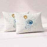 Kanz Pamuklu 2'li Yastık Kılıfı 35X45 cm - Beyaz - Mavi - 35 x 45 cm