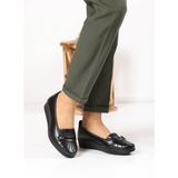 Kaof Shoes Kadın Ayzen Siyah Anne Babet Ayakkabı Anne Ayakkabısı Günlük Ayakkabı Klasik Ayakkabı Casual - Siyah - Antrasit