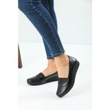 Kaof Shoes Kadın Siyah Anne Babet Ayakkabı Anne Ayakkabısı Kadın Günlük Ayakkabı Kadın Klasik Ayakkabı Anne Ayakkabı Ayzen - Siyah - Petrol