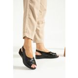 KAOF SHOES Kadın Siyah Ortopedik Anne Sandaleti Kadın Sandalet Topuklu Sandalet Anne Terliği Anne Ayakkabısı