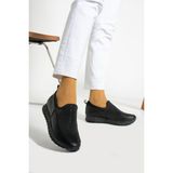 Kaof Shoes Kaof Shoes Kadın Siyah Klasik Ayakkabı Ortopedik Anne Ayakkabısı Taş Detaylı Rahat Kadın Günlük Ayakkabı Anne Babe - 00-Siyah