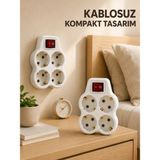 Kap Kaç 2’li Set 4’lü Priz Çoklayıcı Açma Kapama Anahtarlı Direkt Prize Takılan Adaptör - Beyaz - Belirtilmemiş