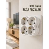 Kap Kaç 4’lü Priz Çoğaltıcı Kablosuz Duvar Tipi Direkt Prize Takılan Priz Çoklayıcı - Beyaz - Belirtilmemiş