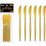 Kap Kaç 6 Parça Yemek Bıçağı Seti - Parlak Altın Renk - 21 cm - 001-Renkli