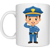 Kap Kaç Polis Temalı Porselen Kupa Model 161 – Sevimli Polis Karakter Baskılı Kahve Kupası – Polis Meslek Hediyesi – Dayanıklı Porselen Kahve Bardak - Belirtilmemiş - 001 - Beyaz