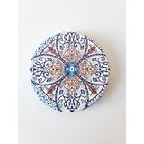 Kapadokya Hediyelik Şık Desenli, Taşlı, Çift Taraflı,yuvarlak Ince 7 cm Cep, Çanta, Makyaj Aynası