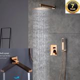 Kapadokya Style Banyo Bataryası Ankastre Duş Seti Rose Yeni Kare Model Sıva Altı Dahil 30 x 30 Tepe Duş 3 Yollu