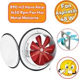 Kapakli Banyo Wc Isyeri Havalandirma Aspiratoru Fani Kirli Hava Kotu Koku Metal Vantilator 250 Mm