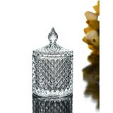 Kapaklı Cam Mini Sunumluk Şekerlik Lokumluk 6,8X11 cm - Beyaz