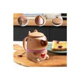 Kapaklı Capybara Kalp Seramik Kupa Bardak Kapibara Sevgiliye Hediye Kulplu Kahve Süt Bardağı Mug Fincan