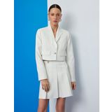 Kapaklı Cep Detaylı Düğmeli Uzun Kollu Kruvaze Crop Blazer Ceket