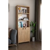 Kapaklı Çok Amaçlı Salon Dolabı 150x50x22 Cm Raflı Kitaplık Dekoratif Depolama Ünitesi Atlantik Çam