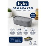 Kapaklı Dikdörtgen Saklama Kabı 600 ml Bpa Free Gıda Saklama Kutusu Kahvaltılık ve Buzdolabı Düzenleyici Gri