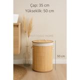 Kapaklı Doğal Bambu Çamaşır Sepeti – 35X50 cm