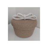 Kapaklı Ekru & Hasır Sepet Düzenleyici Organizer Dekorasyon Hediyelik (M)-22x13cm 1001000009371