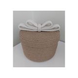Kapaklı Hasır Sepet Beyaz&hasır Sepet Düzenleyici Organizer Dekorasyon (L)-25x14cm 1001000009371