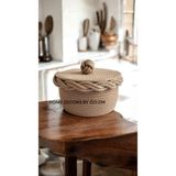 Kapaklı hasır sepet düzenleyici organizer saklama kutusu handmade 22 x 10 OZLEM1363