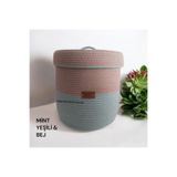 Kapaklı Hasır Sepet Organizer Düzenleyici El Emeği Handmade-23x25cm OZLEM1161