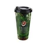 Kapaklı Kahve Bardağı Pratik Kullanımlı Plastik Kahve & Çay Kupası Sıcak İçecek Bardakları Hot Drinks Kabı (650 ml, Coffee Taste)
