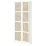 Kapaklı kitaplık, beyaz-bambu, 80x30x202 cm